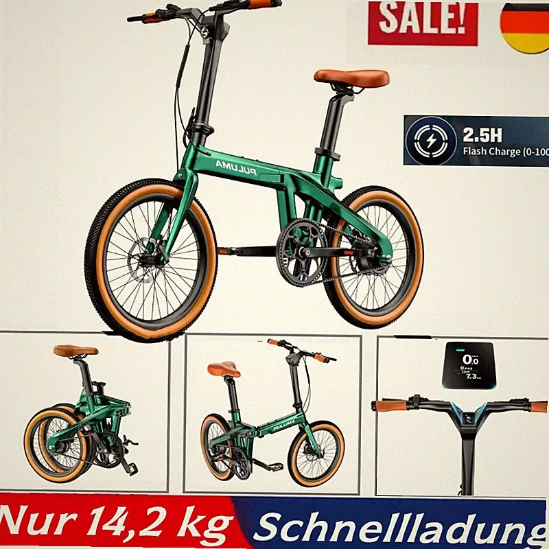 35OW Elektrofahrrad 36V 7Ah Kohlefaser City E-Bike 20 Zoll Torque eBike Klapprad