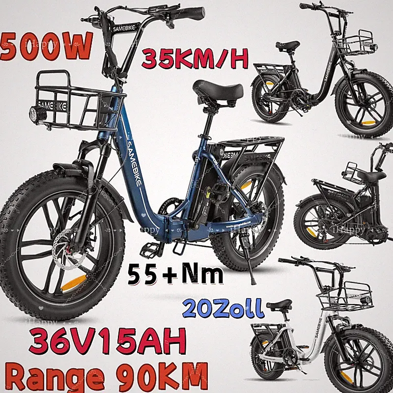 500W Elektrofahrrad 36V13Ah Klapprad Pedelec Fahrrad 20Zoll Fatbike E-Bike Damen