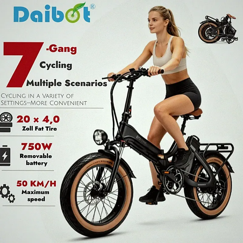 750W 48V 20 Zoll Klappbar SUV E Bike Vollfederung Abnehmbarer Akku Pendler
