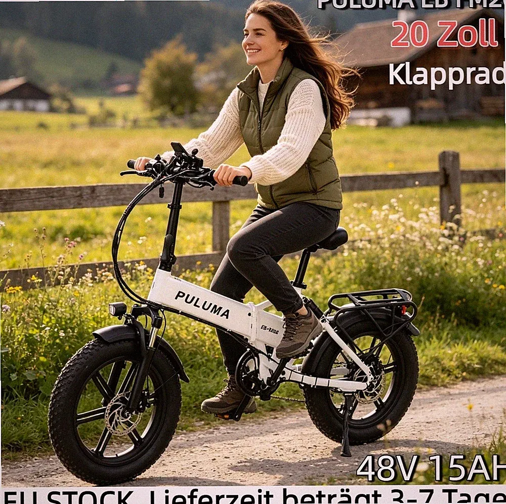 🔥750W City E-Bike 20'' Fat Tire Elektrofahrrad 48V15AH Klapprad 7-Gänge Pedelec