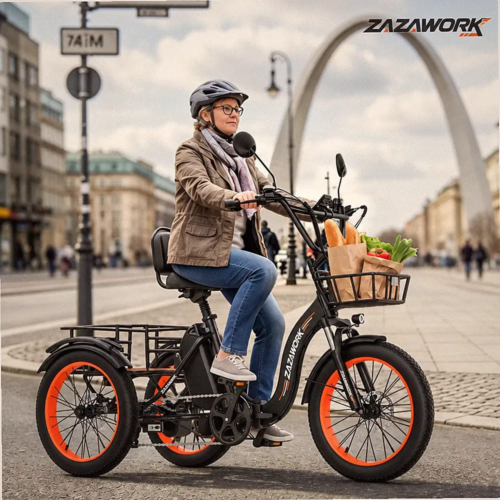 750W E-Bike Klapprad Dreirad Elektro 3 Räder 20AH 20*3 Zoll für Einkauf mit Korb