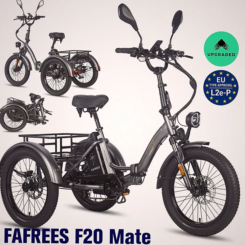 750W Elektro Dreirad 48V 21Ah Klapprad 20 Zoll 3 Räder E-Bike FAFREES F20 MATE
