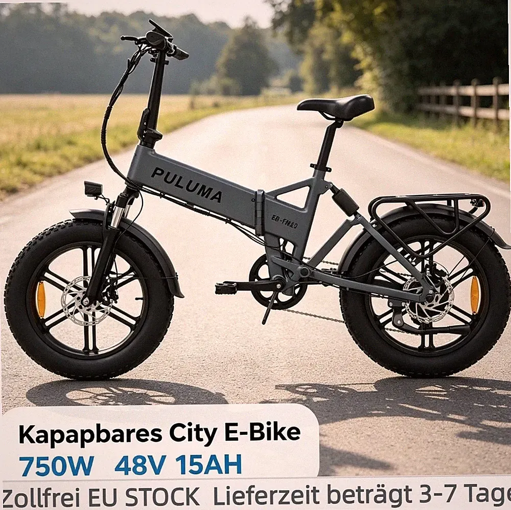 750W Klapprad City E-Bike 20''Fat Tire Elektrofahrrad 48V15AH 7-Gänge Pedelec