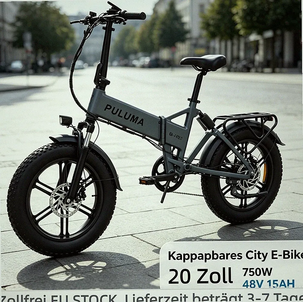750W Klapprad City E-Bike 20''Fat Tire Elektrofahrrad 48V15AH 7-Gänge Pedelec EU