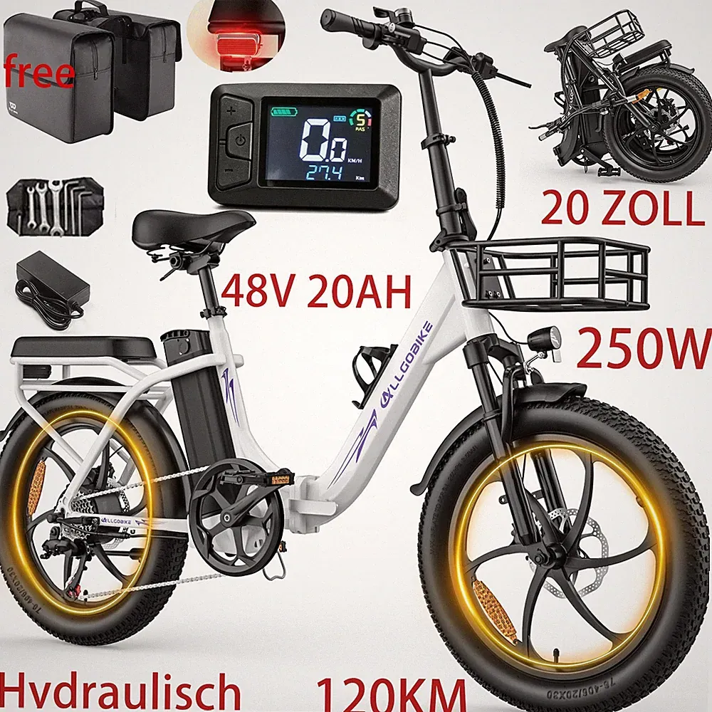 ALLGOBIKE 20 Zoll City Elektrofahrrad 48V 20Ah 32km/h Klappbar E-Bike bis 120km