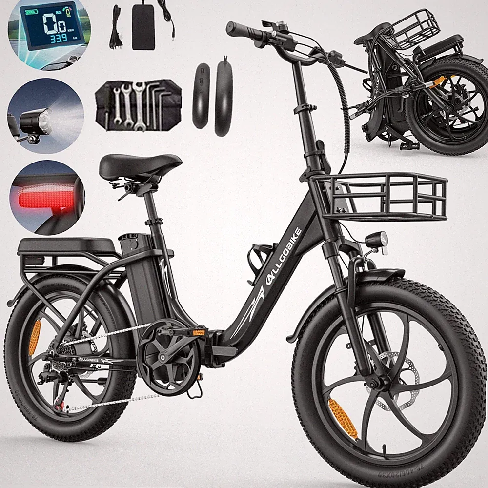 ALLGOBIKE 250W Elektrofahrrad 48V20AH 20Zoll Klapprad Coummuter Fat City E-Bike