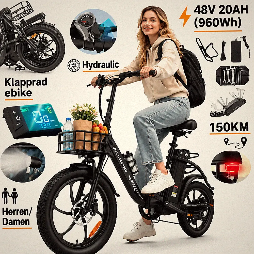 ALLGOBIKE AC20 E-bike Klapprad 20 Zoll Fatbike 250W Elektrofahhrad 48V 20Ah Akku