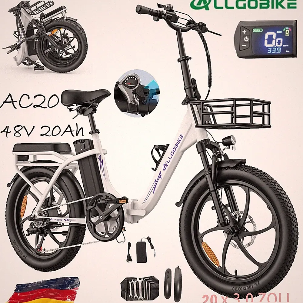 ALLGOBIKE AC20 Klapprad Elektrofahrrad 48V 20AH City E-Bike 250W Coummuter Bike