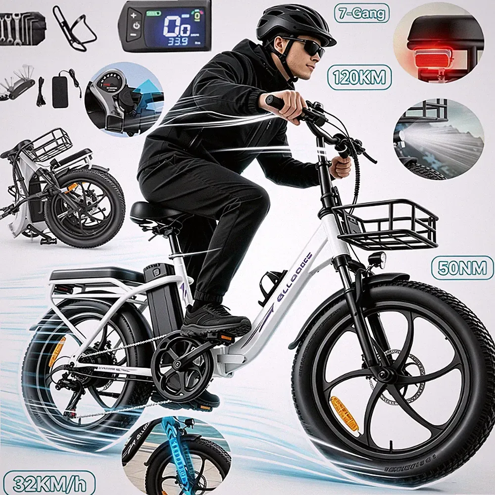 ALLGOBIKE Damen 20 Zoll Klapprad Elektrofahrrad 48V 20AH 32KM/H City E-Bike 50NM