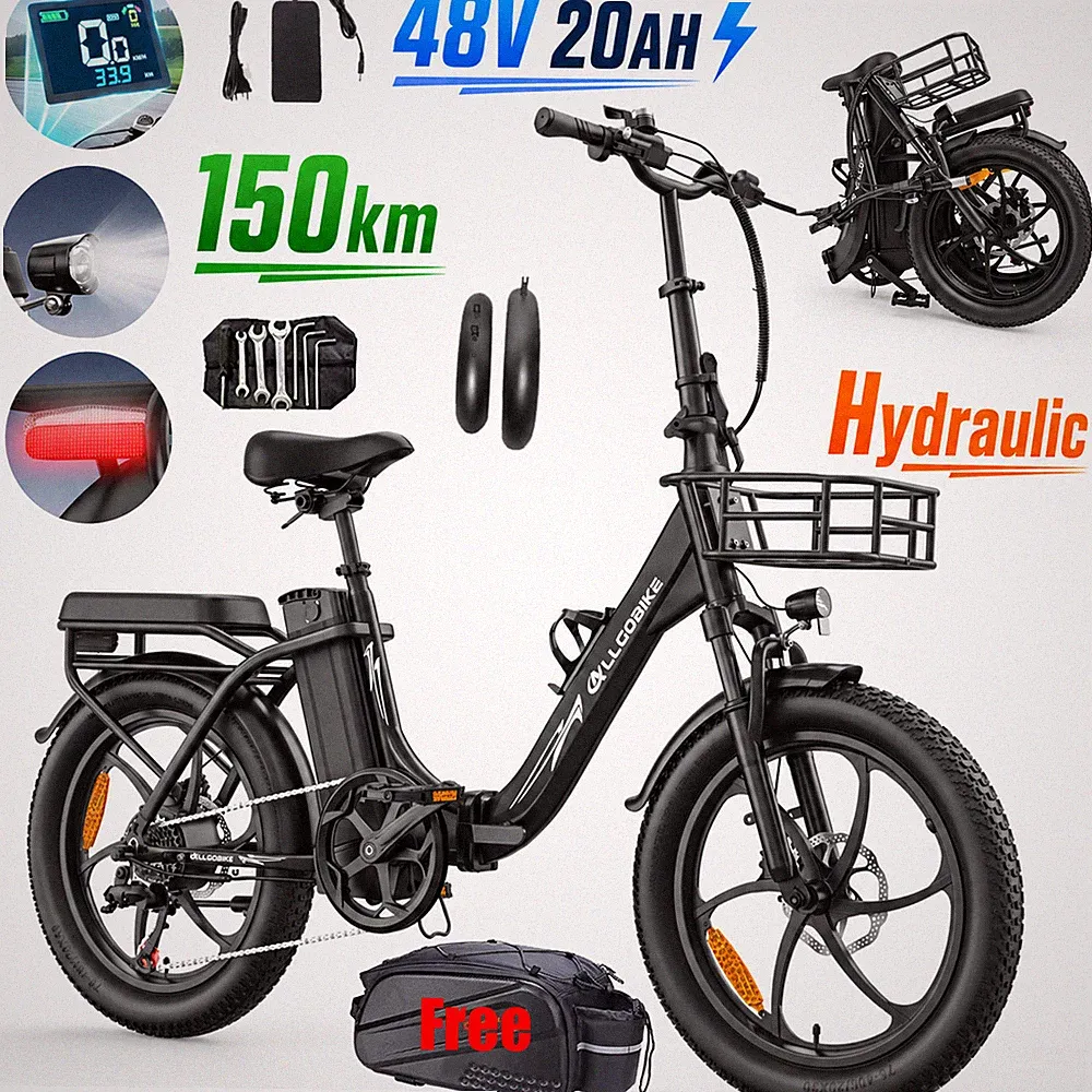 ALLGOBIKE Elektrofahrrad E-Bike 48V20AH 20 Zoll Klapprad E-City Bike Hydraulisch