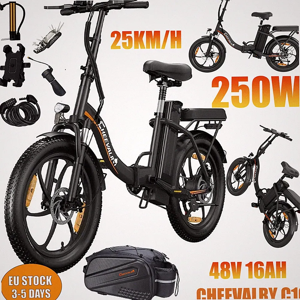 Cheevalry 350W Elektrofahrrad 48V 16AH Klappbar Dirt E-Bike 20" Commuter E-bike