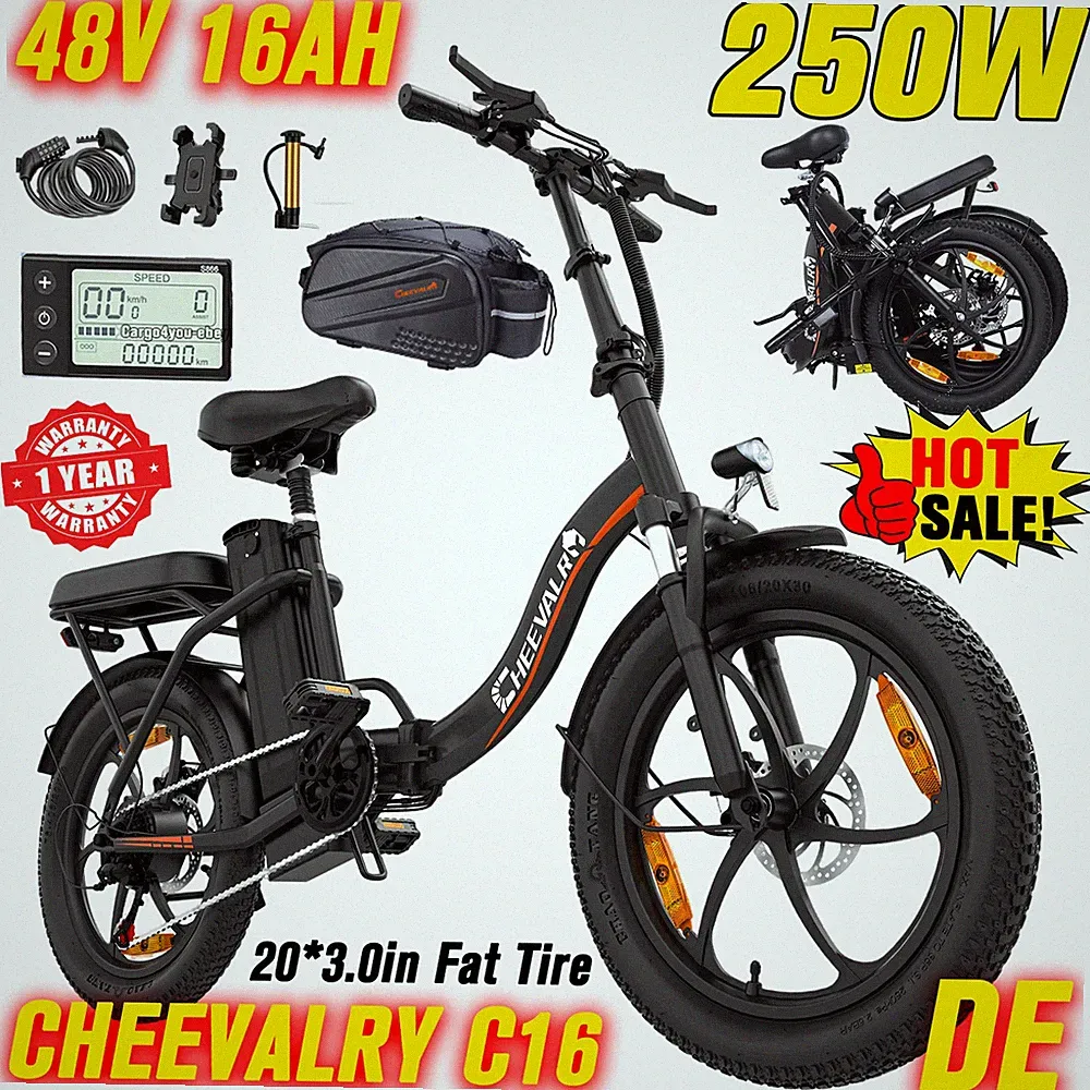 Cheevalry C16 20Zoll Klapprad Elektrofahrrad E-Bike Citybike 250W 16Ah E-Fahrrad