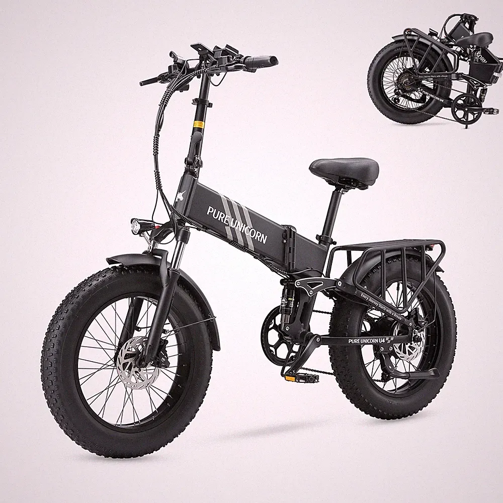City E-Bike 1000W 48V 15Ah Klapprad Elektrofahrrad 20 '' Fat Tire 7-Gänge 48km/h