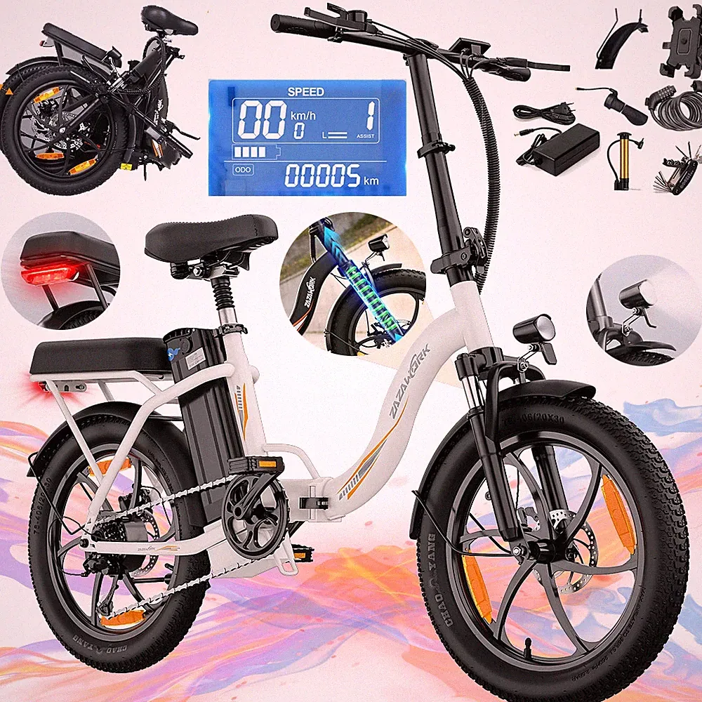 City E-Bike Klapprad 20 Zoll 7-Gang 48V 16Ah Akku 100km Reichweite Pedelec Damen