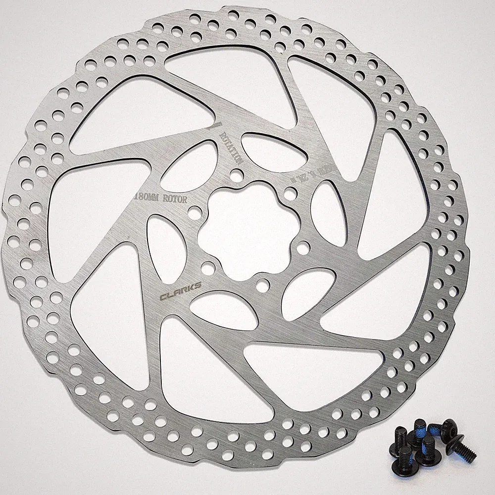 Clarks Scheibenbremsscheibe Stahl 180mm E-Bike geprüft MTB Hybrid inkl 6 Torx Schrauben