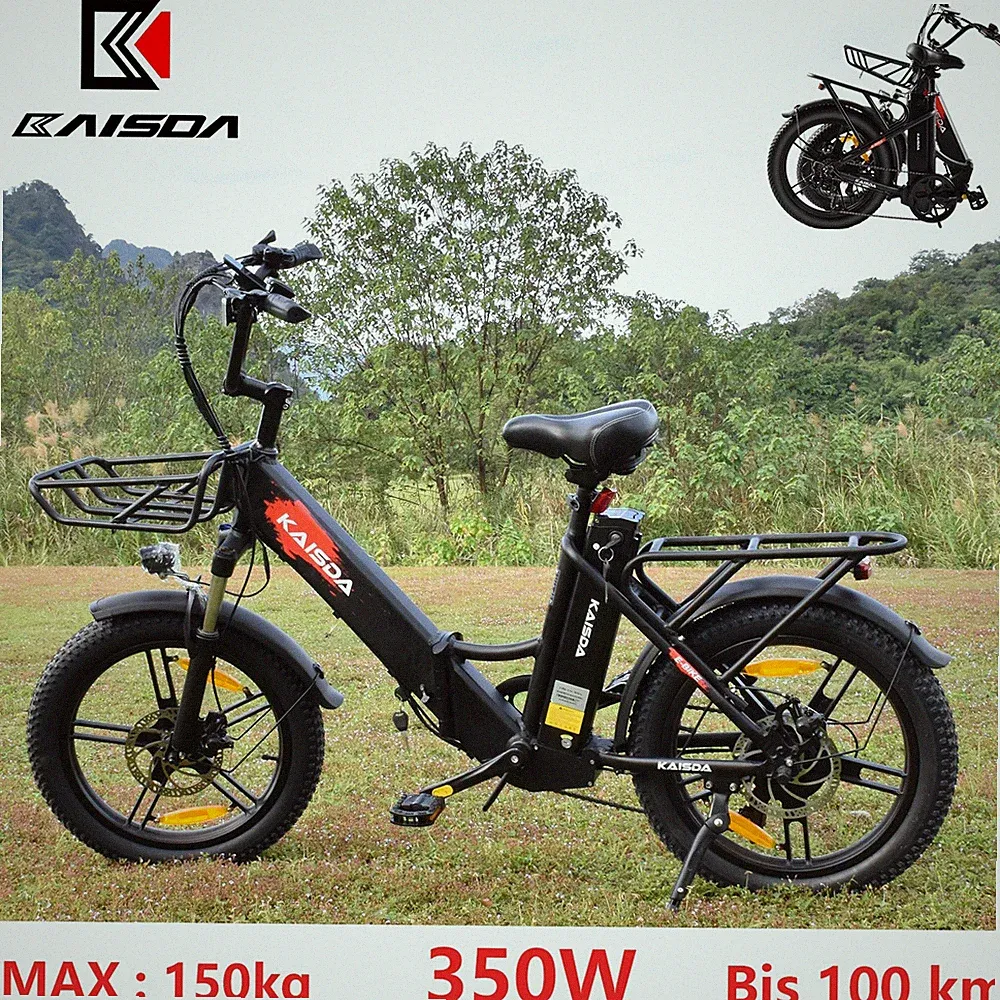E Bike 20* 3" Fat Tire Elektrofahrrad E-Fahrrad Klapprad 350W 7 Gängen Bis 130KM