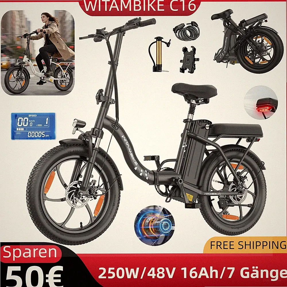 e Bike 20 Zoll Klapprad Elektrofahrrad 16Ah Trekkingbike Pedelec 250W Shimano 7G