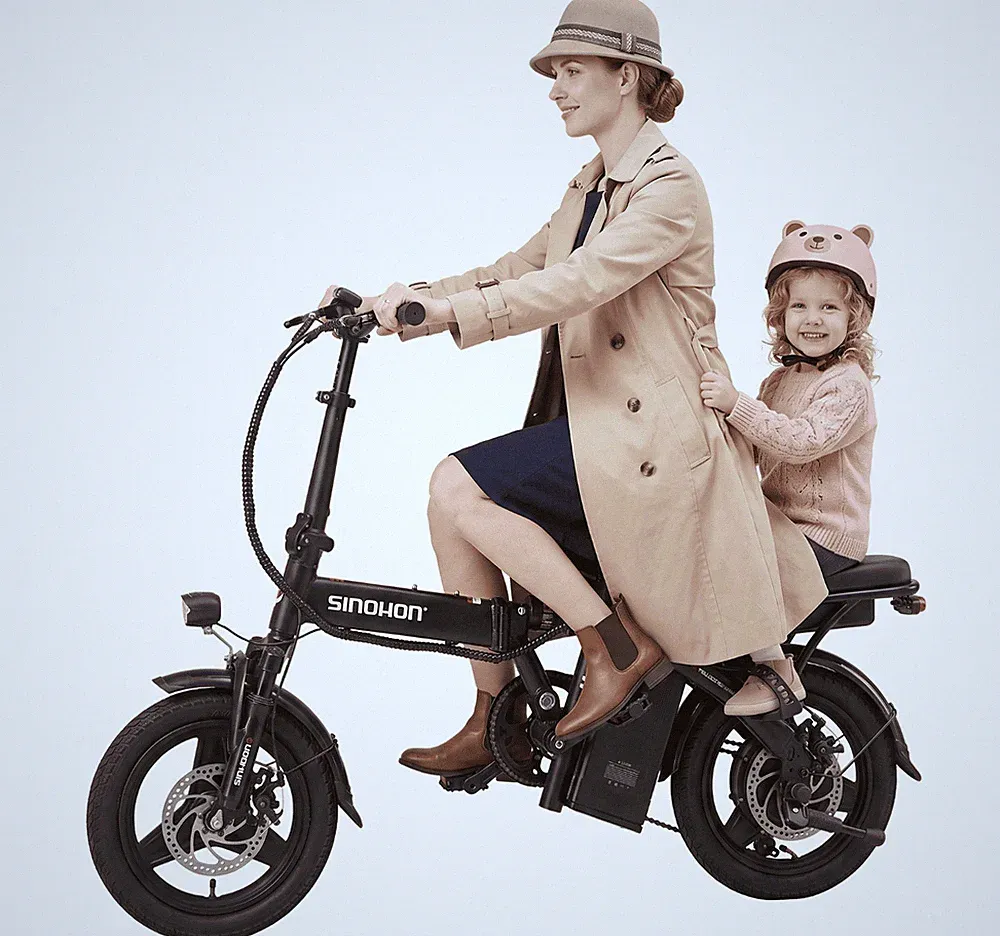 E-Bike Herren Damen, 14 Zoll Elektrofahrrad, 250W, Leichtbau & Klappbar, 30km/h