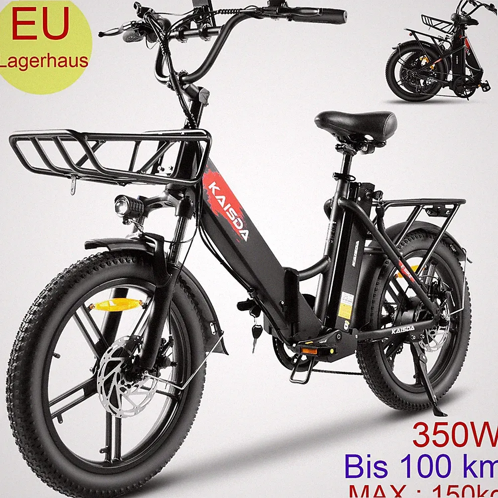 E Bike Klapprad 20 Zoll 250W Elektrofahrrad 36V 20.8Ah Abnehmbarer Akku Schwarz