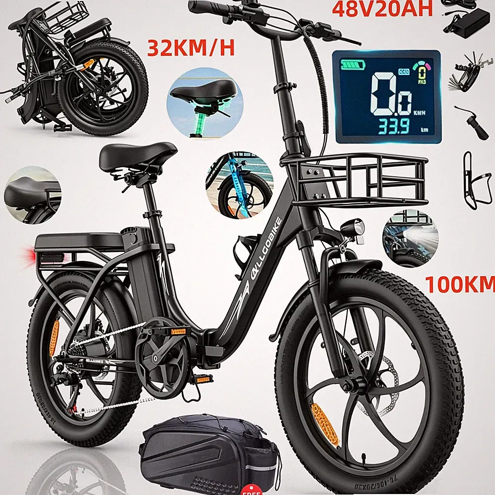 E-Bike Klapprad 20 Zoll Elektrofahrrad 48V 20Ah Akku City E-Bike Fatbike 32KM/H