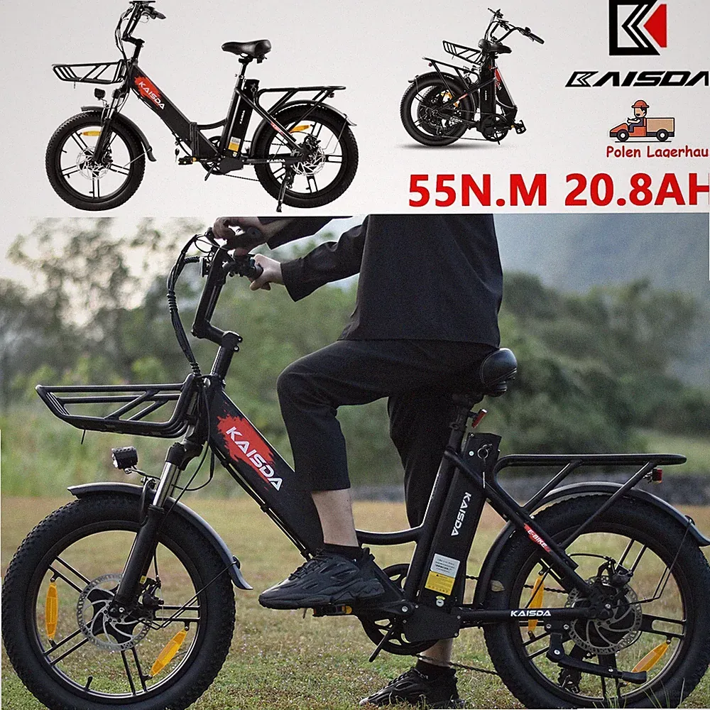 E Bike Klapprad 20Zoll 350W Elektrofahrrad 36V 20.8Ah Abnehmbarer Akku bis 130km