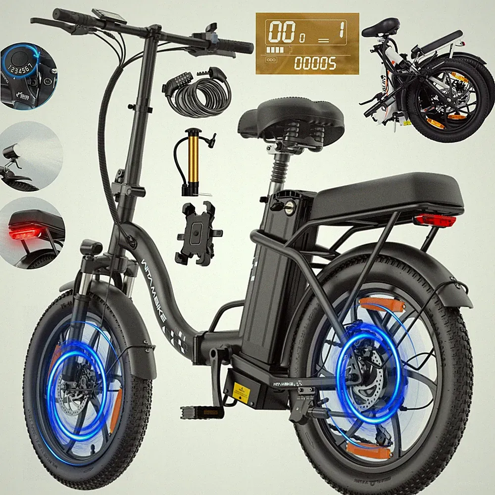 E-Bike Klapprad Elektrofahrrad 20*3 Zoll Fatbike 250W 48V 16Ah Shimano Pedelec