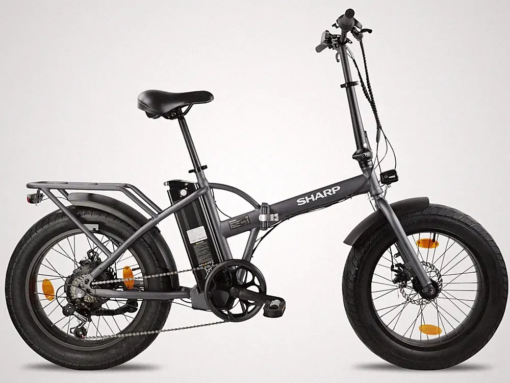 E Bike Klapprad Fatbike 20 Zoll 250W 7 Gang Shimano Grau Sharp BK FD06 EN