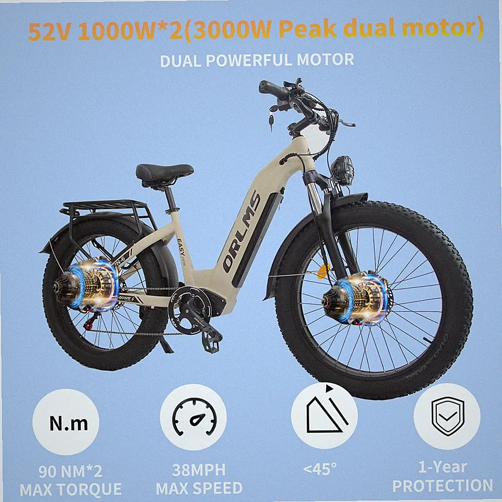 E-Bike ORLMS MN-6 26 Zoll Elektrofahrrad 2000W 52V 23AH E-Mountainbike Fatbike