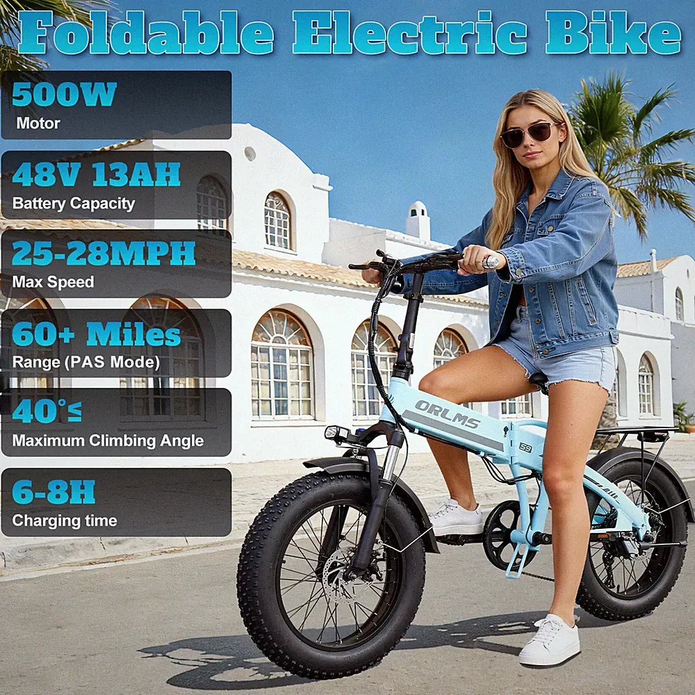 E-Bike ORLMS S9F 20 Zoll Elektrofahrrad 500W 48V 13AH E-Mountainbike Fatbike