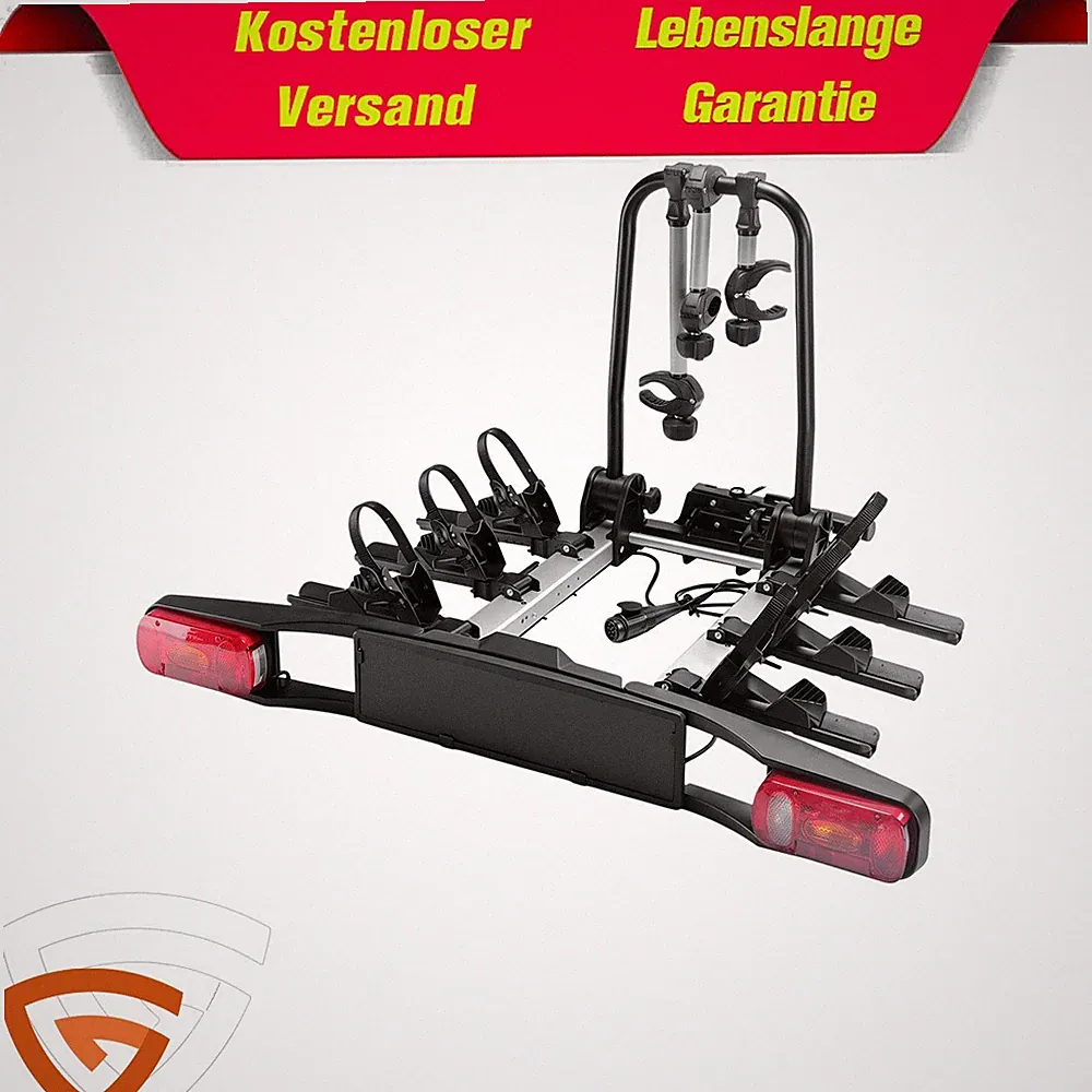 E-Bikes Fahrradträger für Anhängerkupplung 3 Fahrräder 60kg Breite Radschienen