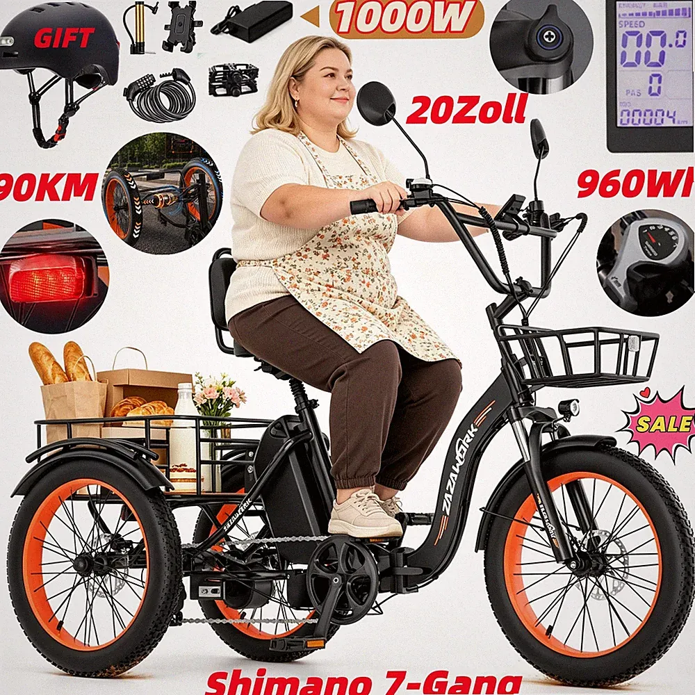 E-Dreirad 20 Zoll Klapprad 3 Rad E-Bike 48V 20Ah Elektro Dreirad für Erwachsene