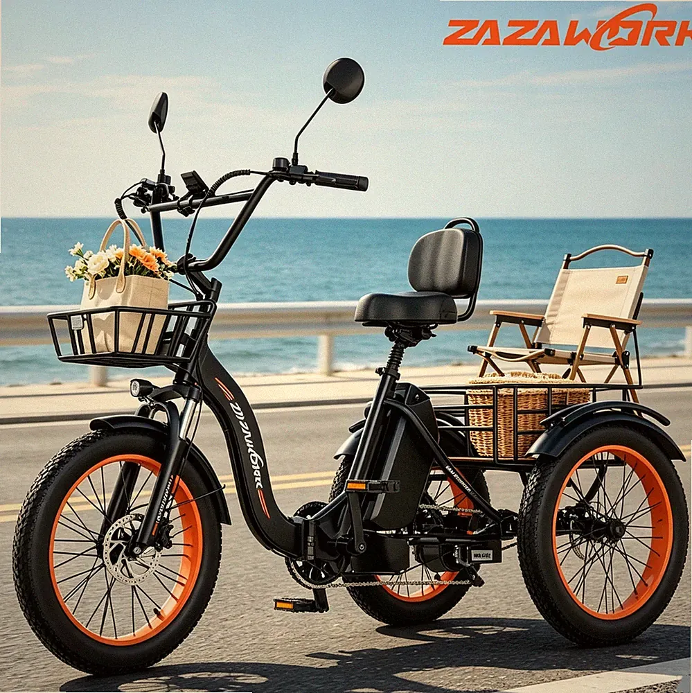 E-Dreirad 20 Zoll Klapprad Dreirad Elektro 48V Lastendreirad Shimano E-Bike 90KM