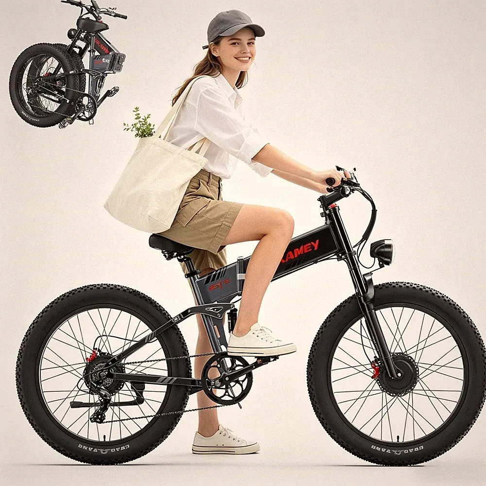 E-Mountainbike 2000W Doppelmotor 26'' Elektrofahrrad 17,5Ah Klapprad 7-Gänge