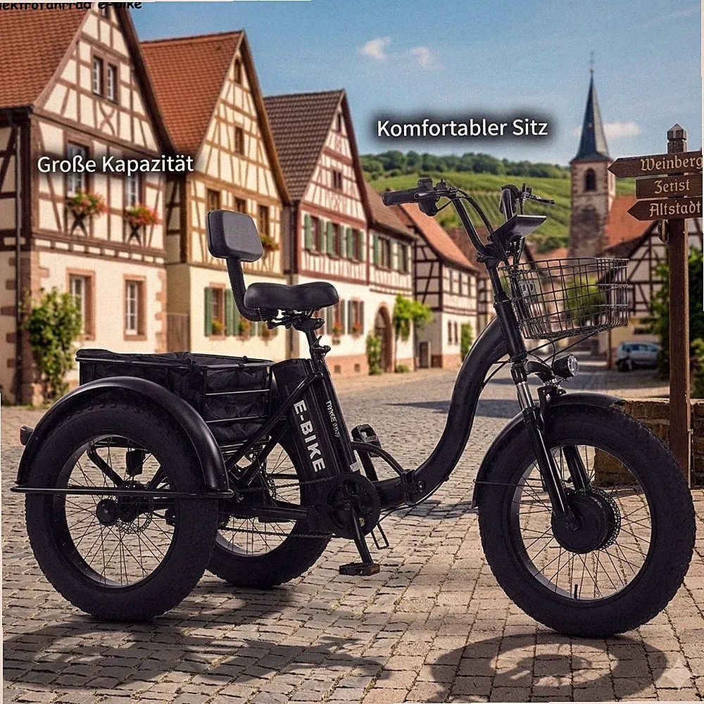 E-Trike Klappbar 500W Fatbike Dreirad 20 Zoll 4.0 Reifen 48V 12Ah StVZO konform
