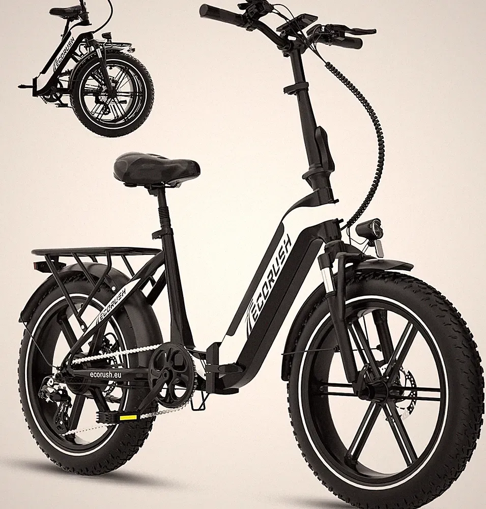 ECORUSH E Bike Klapprad Elektrofahrräder 20 Zoll 250W Motor 7-Gang 499.2Wh Akku