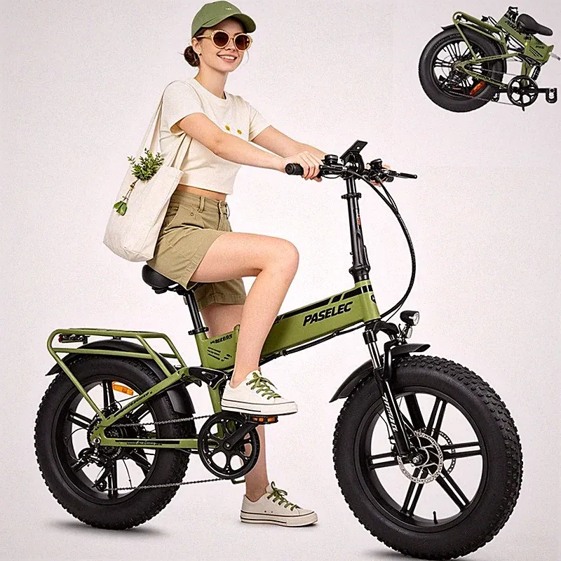 Electric Klapprad 1000W Pedelec E-bike 20" Bicycle Fat Tire 48V E-MTB 7-Gänge