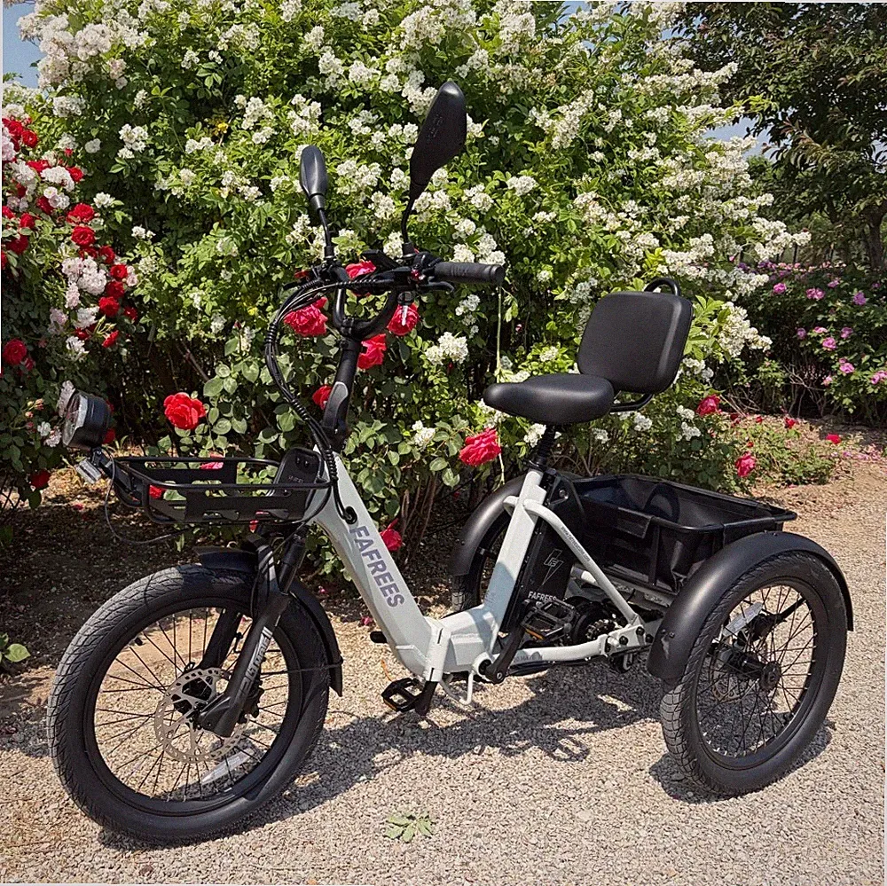 Elektro Dreirad 20 Zoll 250W 21Ah 3 Rad E-Bike Klappbar 25km/h Senioren mit Korb