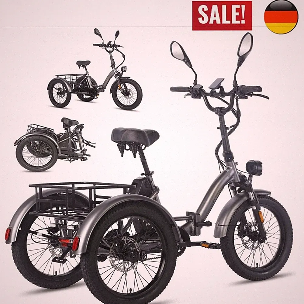 Elektro Dreirad 48V 21Ah Klapprad 20 zoll 3 Räder E-Bike E-Lastenrad Cargo Neu