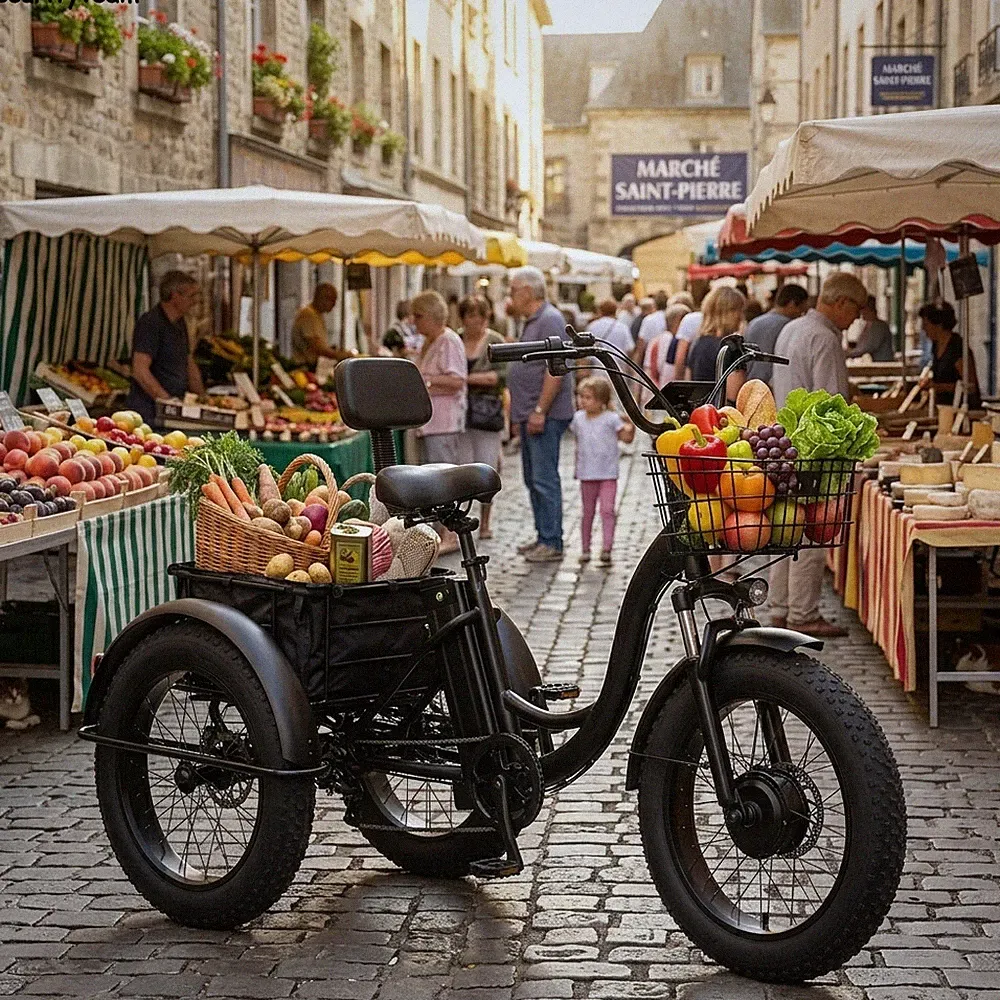 Elektro Dreirad Klappbar 500W 48V Senioren E-Bike 20 Zoll E-Dreirad 25km/h 50km