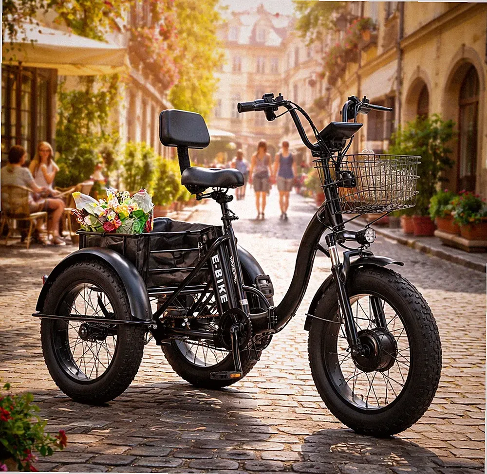 Elektro Dreirad Klappbar 500W E-Bike 48V Senioren Fahrrad 25km/h 50km Reichweite
