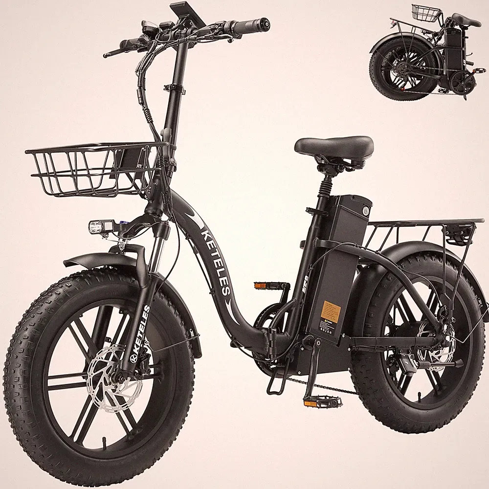 Elektrofahrrad 1000W Klapprad City E-Bike 20'' Fat Tires Pedelec E-Bike 7-Gänge