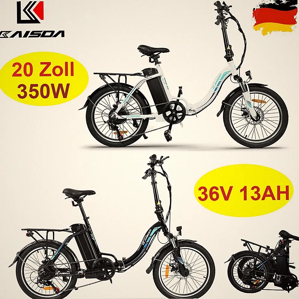 Elektrofahrrad 20 Zoll Klapprad E Bike Citybike KAISDA E-Fahrrad Shimano 7Gängen