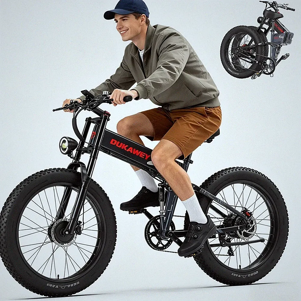 Elektrofahrrad 2000W MTB E-Bike 17,5Ah Doppelmotor26'' Klapprad Shimano 7-Gänge