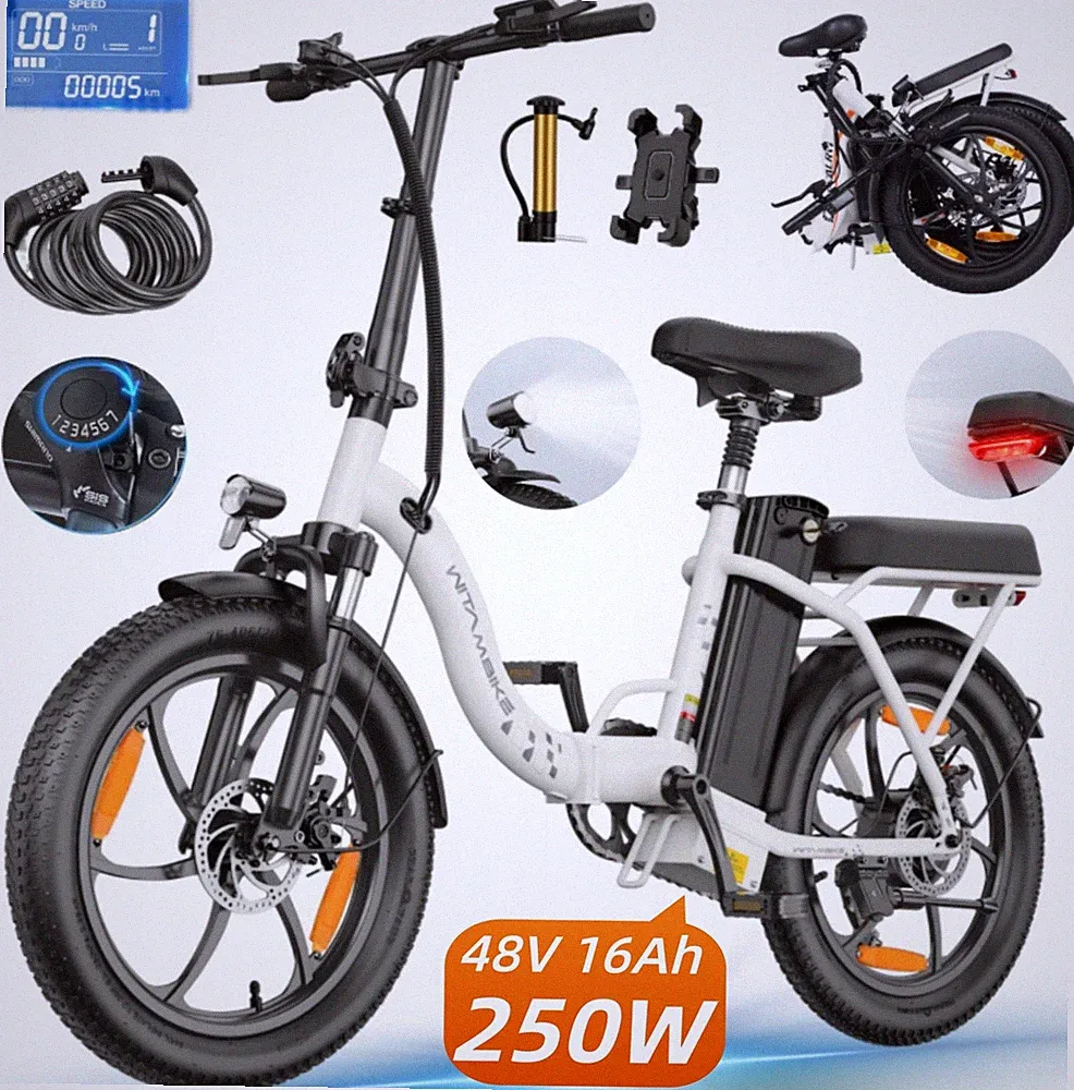 Elektrofahrrad 250W 16AH E-Bike Klapprad 20 Zoll Fatbike Herren/Damen City EBike