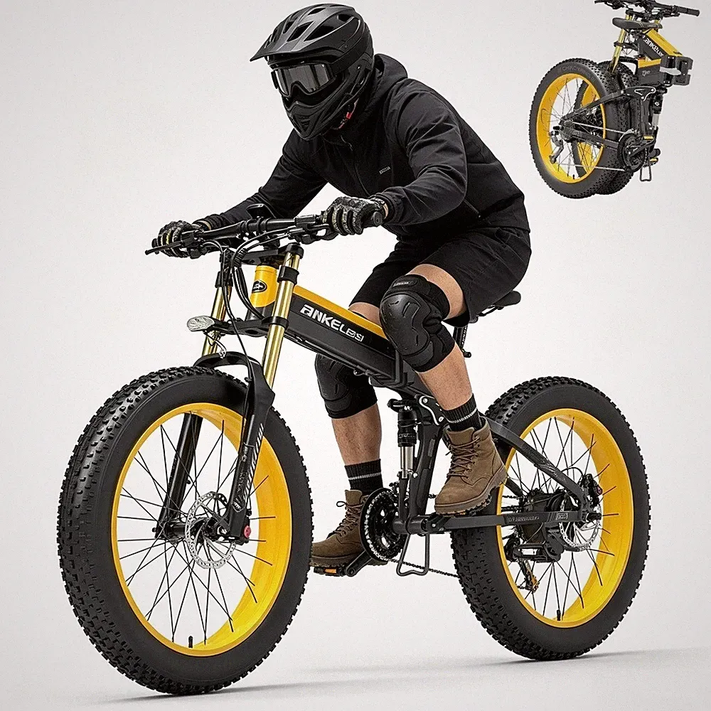 Elektrofahrrad 26 Zoll Klapprad 17,5AH Fetter 1000W MTB E-Bike Pedelec 27 Gänge