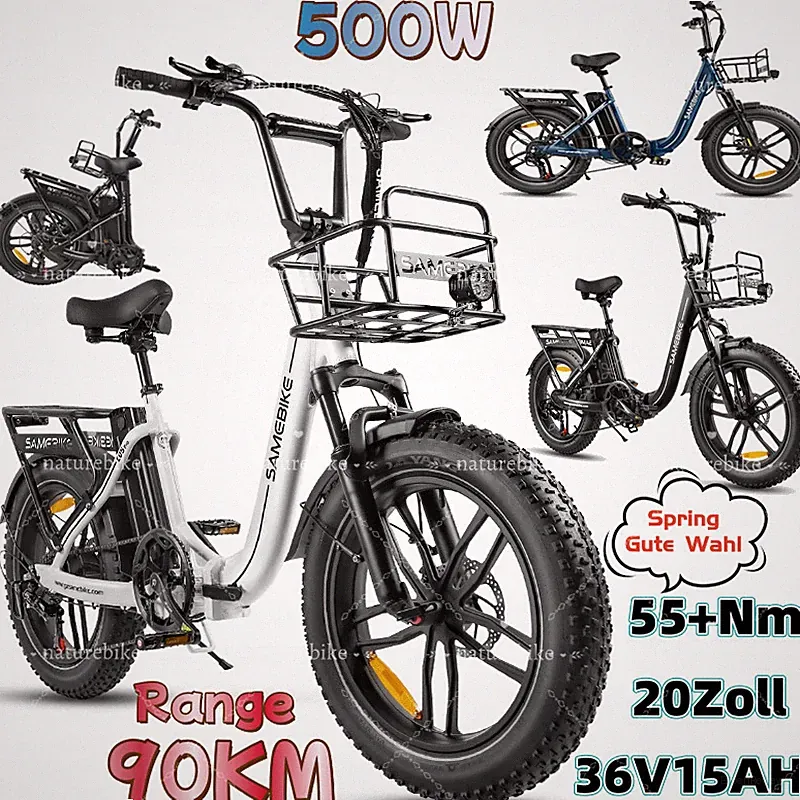 Elektrofahrrad 36V13Ah Klapprad 500W Pedelec Fahrrad 20Zoll Fatbike E-Bike Damen