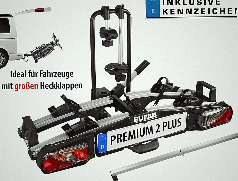 Eufab Fahrradträger PREMIUM II Plus für 2 Fahrräder E-Bike + Zubehör Auswahl