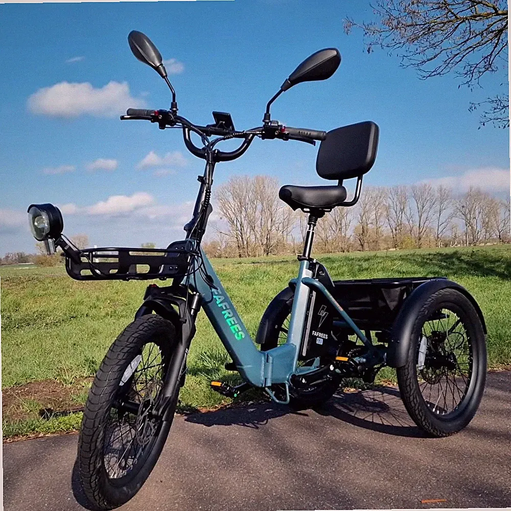 FAFREES Elektro Dreirad 20 Zoll Klapprad Cargo E-Bike 250W 21Ah mit Einkaufskorb