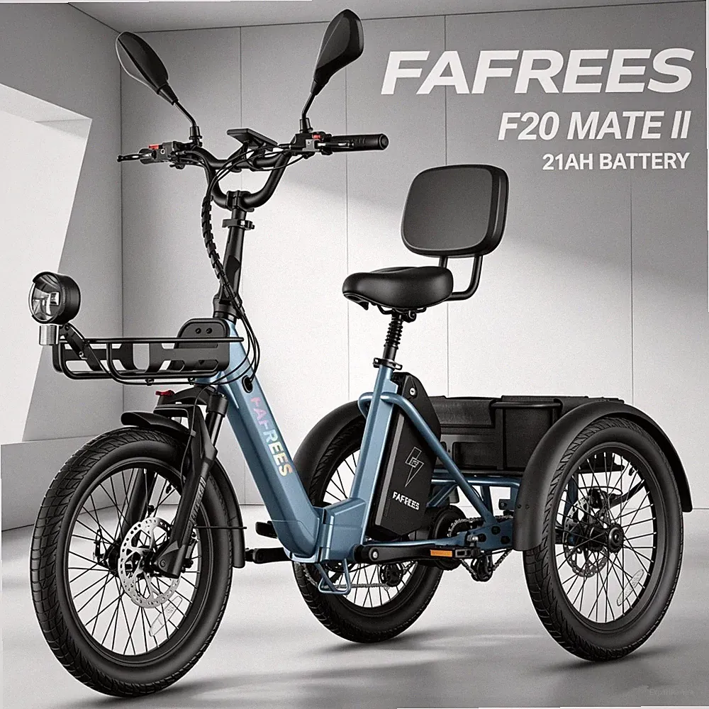 FAFREES Elektro Dreirad Senioren 20 Zoll 250W 21Ah E-Bike 25km/h Klapprad Korb