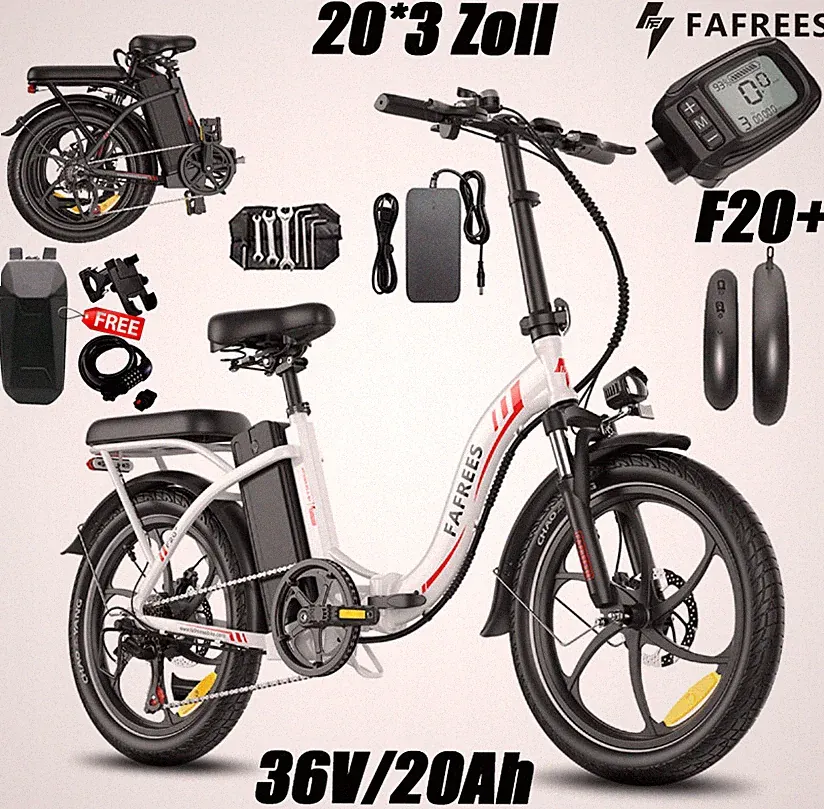 FAFREES F20+ 20 Zoll Elektrofahrrad Klapprad E-Bike 250W 20Ah Pedelec City EBike